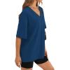 image:imageWIHOLL Oversized Tshirts for Women 2026 Summer Tops Short Sleeve V Neck Shirts Basic TeeNavy