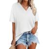image:imageWIHOLL Oversized Tshirts for Women 2026 Summer Tops Short Sleeve V Neck Shirts Basic TeeWhite