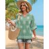 image:imageWIHOLL Plus Size Spring Clothes for Women Beach Vacation Cover Ups Clothes Womens Summer Tops Fashion Blouses Dressy Casual St Patricks Day Oversized 34 Length Sleeve Tshirts 2026 Shirts Green L