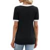 image:imageWIHOLL Short Sleeve Sweater for Women V Neck Spring Summer Tops 2026 Work Business Casual Outfits Trendy Clothes0color Block Black 01