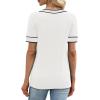 image:imageWIHOLL Short Sleeve Sweater for Women V Neck Spring Summer Tops 2026 Work Business Casual Outfits Trendy Clothes1color Block White