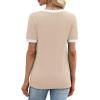 image:imageWIHOLL Short Sleeve Sweater for Women V Neck Spring Summer Tops 2026 Work Business Casual Outfits Trendy Clothes2color Block Apricot