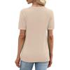 image:imageWIHOLL Short Sleeve Sweater for Women V Neck Spring Summer Tops 2026 Work Business Casual Outfits Trendy ClothesApricot