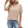 image:imageWIHOLL Short Sleeve Sweater for Women V Neck Spring Summer Tops 2026 Work Business Casual Outfits Trendy ClothesApricot