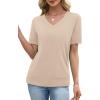 image:imageWIHOLL Short Sleeve Sweater for Women V Neck Spring Summer Tops 2026 Work Business Casual Outfits Trendy ClothesApricot
