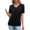 image:imageWIHOLL Short Sleeve Sweater for Women V Neck Spring Summer Tops 2026 Work Business Casual Outfits Trendy ClothesBlack