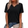 image:imageWIHOLL Short Sleeve Sweater for Women V Neck Spring Summer Tops 2026 Work Business Casual Outfits Trendy ClothesBlack