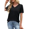 image:imageWIHOLL Short Sleeve Sweater for Women V Neck Spring Summer Tops 2026 Work Business Casual Outfits Trendy ClothesBlack
