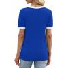 image:imageWIHOLL Short Sleeve Sweater for Women V Neck Spring Summer Tops 2026 Work Business Casual Outfits Trendy ClothesColor Block Blue