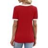 image:imageWIHOLL Short Sleeve Sweater for Women V Neck Spring Summer Tops 2026 Work Business Casual Outfits Trendy ClothesColor Block Red