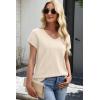 image:imageWIHOLL Short Sleeve Sweater for Women V Neck Trendy Cute Tops Business Casual Outfits Cap SleeveAbeige