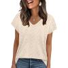 image:imageWIHOLL Short Sleeve Sweater for Women V Neck Trendy Cute Tops Business Casual Outfits Cap SleeveAbeige