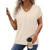 image:imageWIHOLL Short Sleeve Sweater for Women V Neck Trendy Cute Tops Business Casual Outfits Cap SleeveAbeige