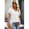 image:imageWIHOLL Short Sleeve Sweater for Women V Neck Trendy Cute Tops Business Casual Outfits Cap SleeveAwhite