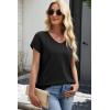 image:imageWIHOLL Short Sleeve Sweater for Women V Neck Trendy Cute Tops Business Casual Outfits Cap SleeveBlack