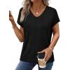 image:imageWIHOLL Short Sleeve Sweater for Women V Neck Trendy Cute Tops Business Casual Outfits Cap SleeveBlack