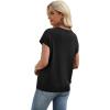 image:imageWIHOLL Short Sleeve Sweater for Women V Neck Trendy Cute Tops Business Casual Outfits Cap SleeveBlack