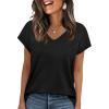 image:imageWIHOLL Short Sleeve Sweater for Women V Neck Trendy Cute Tops Business Casual Outfits Cap SleeveBlack