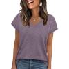 image:imageWIHOLL Short Sleeve Sweater for Women V Neck Trendy Cute Tops Business Casual Outfits Cap SleeveGrey Purple