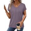 image:imageWIHOLL Short Sleeve Sweater for Women V Neck Trendy Cute Tops Business Casual Outfits Cap SleeveGrey Purple
