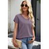 image:imageWIHOLL Short Sleeve Sweater for Women V Neck Trendy Cute Tops Business Casual Outfits Cap SleeveGrey Purple