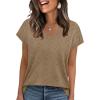 image:imageWIHOLL Short Sleeve Sweater for Women V Neck Trendy Cute Tops Business Casual Outfits Cap SleeveLight Coffee