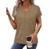 image:imageWIHOLL Short Sleeve Sweater for Women V Neck Trendy Cute Tops Business Casual Outfits Cap SleeveLight Coffee