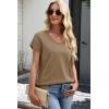 image:imageWIHOLL Short Sleeve Sweater for Women V Neck Trendy Cute Tops Business Casual Outfits Cap SleeveLight Coffee