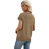 image:imageWIHOLL Short Sleeve Sweater for Women V Neck Trendy Cute Tops Business Casual Outfits Cap SleeveLight Coffee