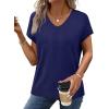 image:imageWIHOLL Short Sleeve Sweater for Women V Neck Trendy Cute Tops Business Casual Outfits Cap SleeveNavy Blue
