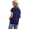 image:imageWIHOLL Short Sleeve Sweater for Women V Neck Trendy Cute Tops Business Casual Outfits Cap SleeveNavy Blue