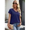 image:imageWIHOLL Short Sleeve Sweater for Women V Neck Trendy Cute Tops Business Casual Outfits Cap SleeveNavy Blue