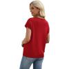 image:imageWIHOLL Short Sleeve Sweater for Women V Neck Trendy Cute Tops Business Casual Outfits Cap SleeveRed