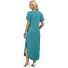 image:imageWIHOLL Summer Dresses for Women Short Sleeve Maxi Dresses V Neck Sundress with Side Slit Pockets Casual Beach DressBlue