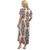 image:imageWIHOLL Summer Dresses for Women Short Sleeve Maxi Dresses V Neck Sundress with Side Slit Pockets Casual Beach DressFloral Beige