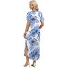 image:imageWIHOLL Summer Dresses for Women Short Sleeve Maxi Dresses V Neck Sundress with Side Slit Pockets Casual Beach DressFloral Blue