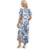 image:imageWIHOLL Summer Dresses for Women Short Sleeve Maxi Dresses V Neck Sundress with Side Slit Pockets Casual Beach DressFloral Ethnic