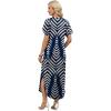 image:imageWIHOLL Summer Dresses for Women Short Sleeve Maxi Dresses V Neck Sundress with Side Slit Pockets Casual Beach DressStriped Navy