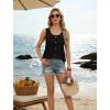 image:imageWIHOLL Tank Tops for Women Summer Tops Trendy Dressy Casual Spring Vacation Outfits Crewneck Button Down Sleeveless ShirtsBlack