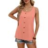 image:imageWIHOLL Tank Tops for Women Summer Tops Trendy Dressy Casual Spring Vacation Outfits Crewneck Button Down Sleeveless ShirtsCoral