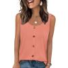 image:imageWIHOLL Tank Tops for Women Summer Tops Trendy Dressy Casual Spring Vacation Outfits Crewneck Button Down Sleeveless ShirtsCoral