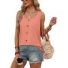 image:imageWIHOLL Tank Tops for Women Summer Tops Trendy Dressy Casual Spring Vacation Outfits Crewneck Button Down Sleeveless ShirtsCoral