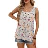 image:imageWIHOLL Tank Tops for Women Summer Tops Trendy Dressy Casual Spring Vacation Outfits Crewneck Button Down Sleeveless ShirtsPattern Floral Apricot