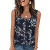 image:imageWIHOLL Tank Tops for Women Summer Tops Trendy Dressy Casual Spring Vacation Outfits Crewneck Button Down Sleeveless ShirtsPattern Navy