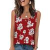 image:imageWIHOLL Tank Tops for Women Summer Tops Trendy Dressy Casual Spring Vacation Outfits Crewneck Button Down Sleeveless ShirtsPattern Red