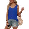 image:imageWIHOLL Tank Tops for Women Summer Tops Trendy Dressy Casual Spring Vacation Outfits Crewneck Button Down Sleeveless ShirtsRoyal Blue