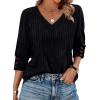 image:imageWIHOLL V Neck 34 Length Sleeve Womens Tops Casual Fall Shirts Lightweight Tunic Sweaters Fashion Clothes 2026Black