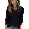 image:imageWIHOLL V Neck 34 Length Sleeve Womens Tops Casual Fall Shirts Lightweight Tunic Sweaters Fashion Clothes 2026Black