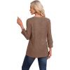 image:imageWIHOLL V Neck 34 Length Sleeve Womens Tops Casual Fall Shirts Lightweight Tunic Sweaters Fashion Clothes 2026Brown