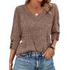 image:imageWIHOLL V Neck 34 Length Sleeve Womens Tops Casual Fall Shirts Lightweight Tunic Sweaters Fashion Clothes 2026Brown